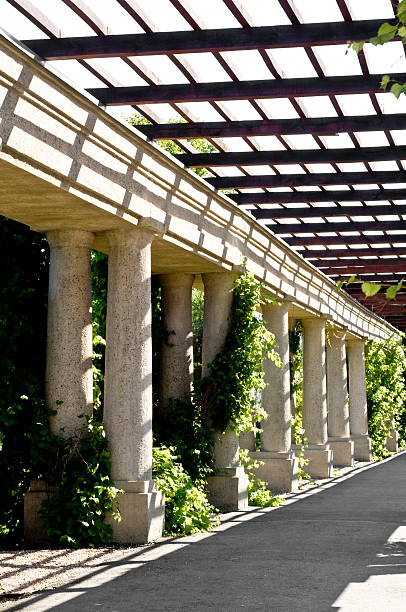 Modern columns in public place stock photo