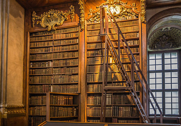 books in Vienna State Library stock photo