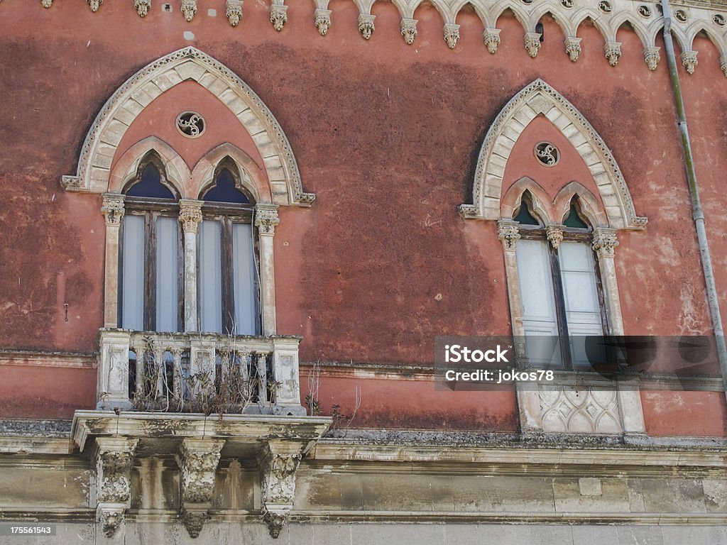 Ancient stone balcony in Sicily Ancient Stock Photo