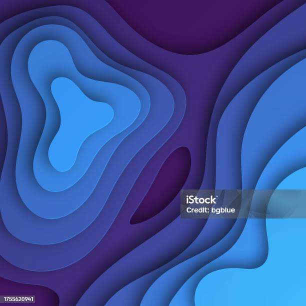 Blup Vector Paper Cut Background Blue Abstract Fluid Shapes Trendy 3d Design Stock ...