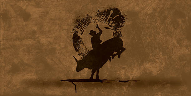 bull rider-rodeo kowboj tle - rodeo bull bull riding cowboy stock illustrations