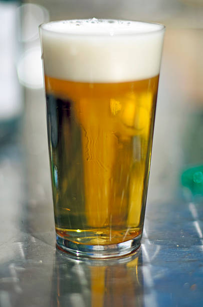 istock Beer glass on silver blackground 175563872