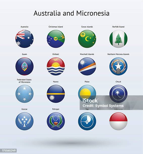 Australien Und Mikronesien Runde Flaggenkollektion Stock Vektor Art und mehr Bilder von Australien