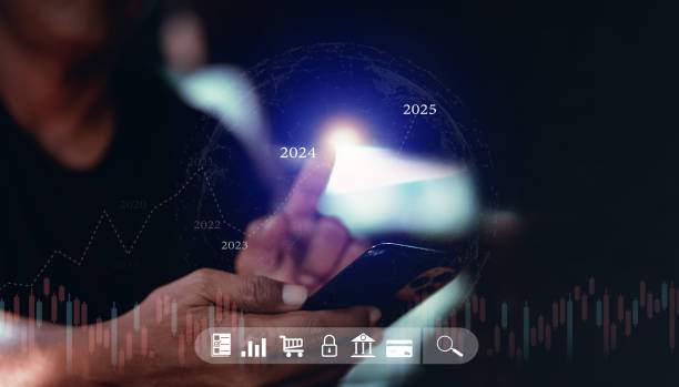 istock Businessman using mobile smart phone planing growth 2024, Future Business global internet connection with technology and digital marketing,Financial,Banking,Digital online Mart,link tech with database 1755652538