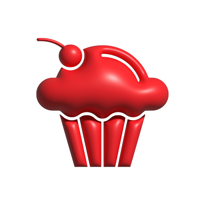 3D Realistic CUPCAKE Icon. 3D Icon Isolated on White.