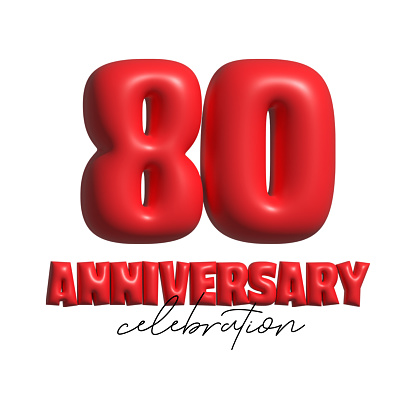 80th Anniversary Celebration. 3D Realistic Design for Poster, Banner, Greeting Card etc.