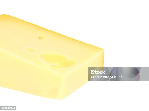 Foto de Pedaço De Queijo Fresco Em Branco Isolado e mais fotos de stock de Amarelo - Amarelo, Branco, Brie