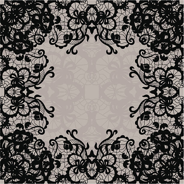 Black and white image of a lace pattern Vector black lace on texture, template. black lace stock illustrations