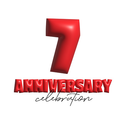 7th Anniversary Celebration. 3D Realistic Design for Poster, Banner, Greeting Card etc.