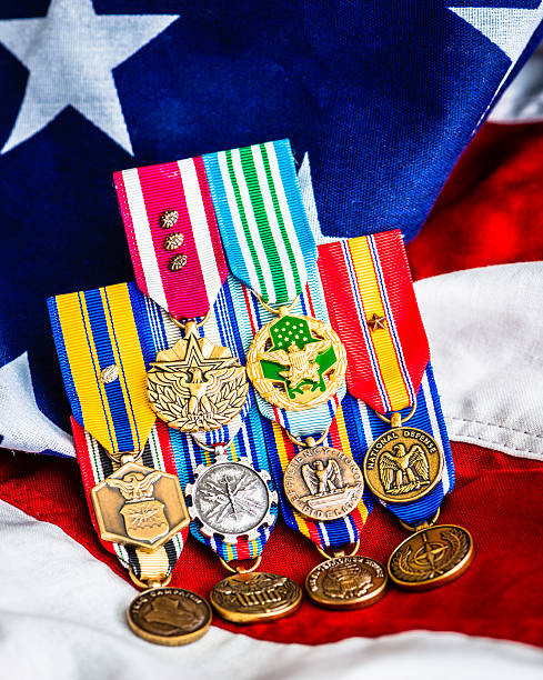 istock US MIlitary Medals on American Flag 175567410