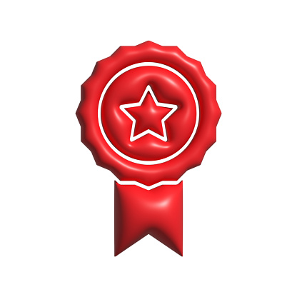 3D Realistic AWARD RIBBON Icon. 3D Icon Isolated on White.