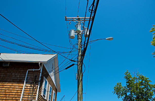 istock Utility lines & pole, building, New England, United States 175569724
