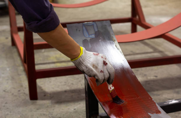 istock Rust-proof painted steel pipes in the factory 1755720422