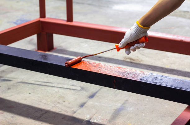 istock Rust-proof painted steel pipes in the factory 1755729105