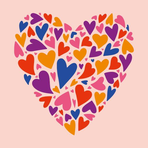 Big heart made from small colorful hearts, Love, Valentines day concept, cartoon style. Trendy modern vector illustration, hand drawn, flat design Big heart made from small colorful hearts, Love, Valentines day concept, cartoon style. Trendy modern vector illustration, hand drawn, flat design. be my valentine stock illustrations