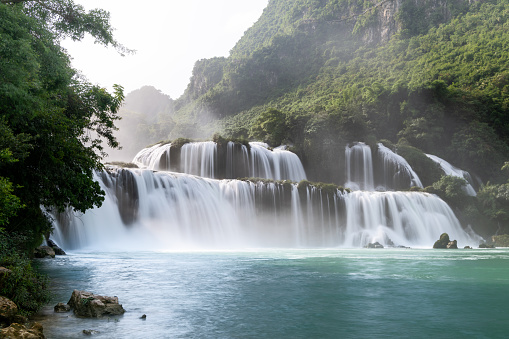 Scenery view of Uçansu waterfall which is located in the village of Akçapınar, near the town of Gebiz, in the Serik district in the Antalya province.
