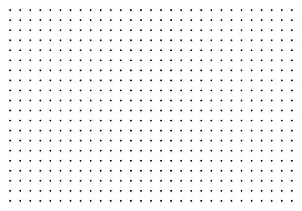 Vector illustration of Empty sheet of graph paper with dot grid. Dotted millimeter paper. Geometric polka dot pattern of graph papers for drawing, studying and writing. Vector.