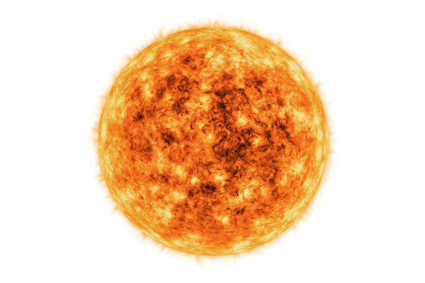 Realistic yellow sun or star or fireball isolated on white background or cut out 3D rendering illustration.