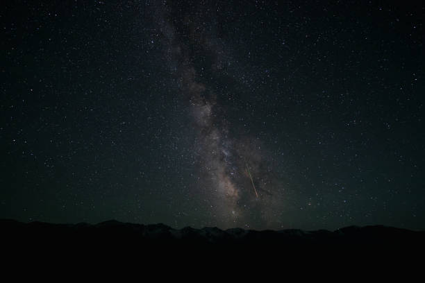 istock The Milky Way with falling meteorite and mountains 1755776020