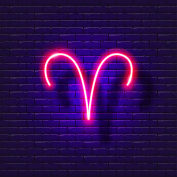 istock Aries zodiac sign neon icon. Astrological zodiac signs glowing symbol 1755782904
