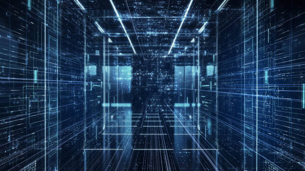 istock The Concept of Information Stream Moving Through Servers in Data Center 1755813170