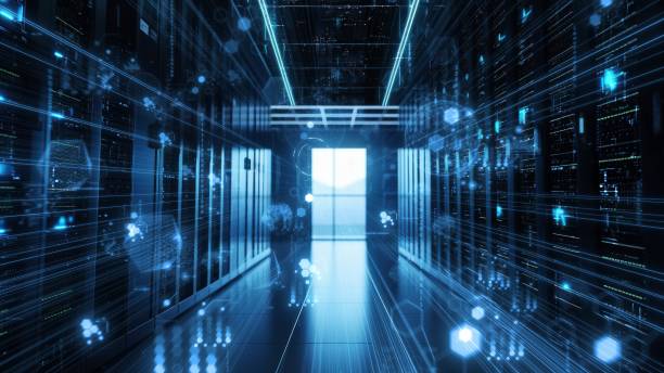 istock The Concept of Information Stream Moving Through Servers in Data Center 1755813175