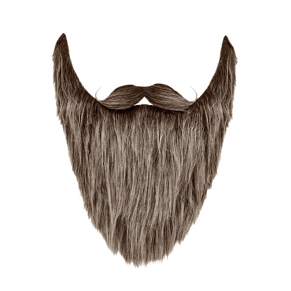 Beard with curly mustache isolated on a white background
