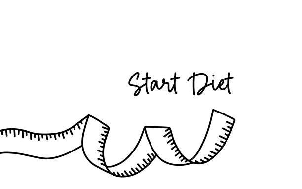 Start Diet Today Concept Vector Illustration. Dieting, Obesity, Healthy Eating Start Diet Today Concept Vector Illustration. Dieting, Obesity, Healthy Eating healthy weight stock illustrations
