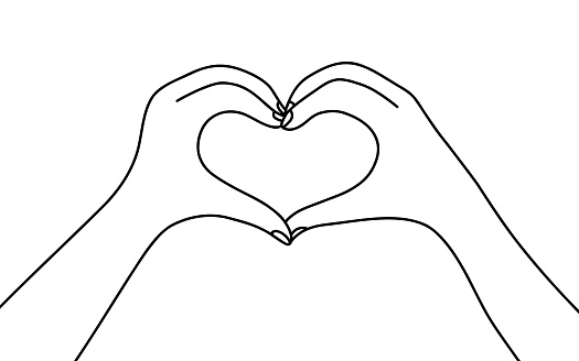 Hand Making A Heart Vector Illustration. Love, Romance, Friendship, Relationship.