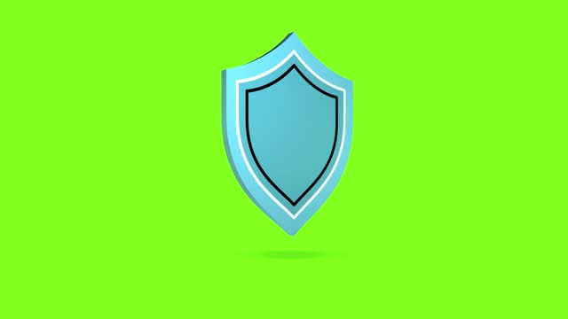 3D icon. Shield. Rotation. Infographics. Green background.