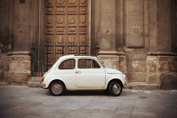 istock Tiny white vintage car in Palermo- Sicily  Italy 175587944