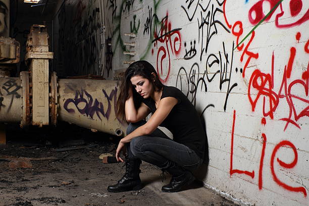 istock Hipster Woman in Graffiti Room Squatting 175588038