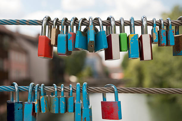 istock Padlocks Locks tied to a bridge, Symbol for Everlasting Love 175588389