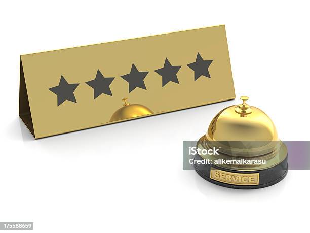 Gold Bell Für Fünfsterneservice Auf Weiß Stockfoto und mehr Bilder von Hotel - Hotel, Stern - Form, Freisteller – Neutraler Hintergrund