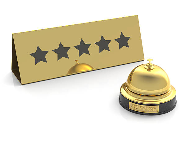 istock gold bell for five stars service on white 175588659