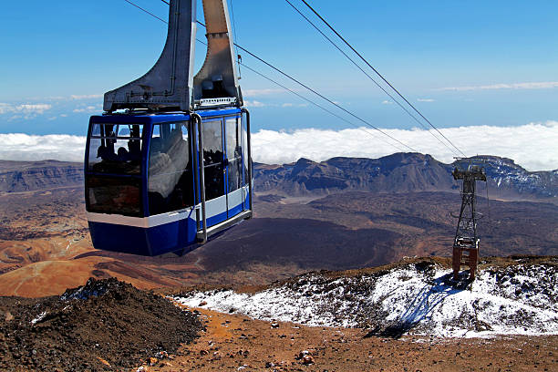 seilbahn am berg teide, teneriffa - pico de teide stock-fotos und bilder