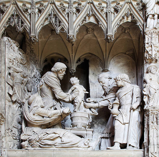 Relief, Cathedral Notre-Dame de Chartres, France "Stone relief situated at the choir screen of Cathedral Notre-Dame de Chartres, France" chartres cathedral stock pictures, royalty-free photos & images