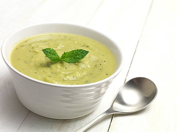 soup and basil stock photo