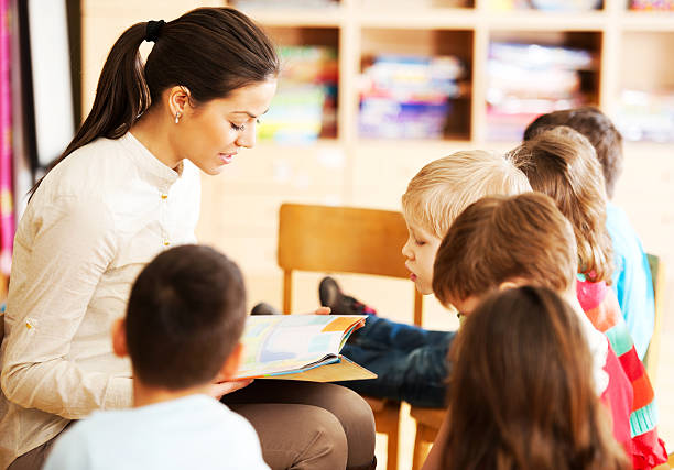istock Kindergarten teacher reading to children 175589539