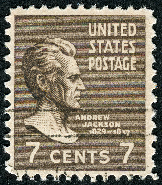 andrew jackson stamp - president postage stamp profile usa foto e immagini stock
