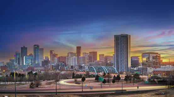 Denver, Colorado, USA downtown. City Skyline at dawn