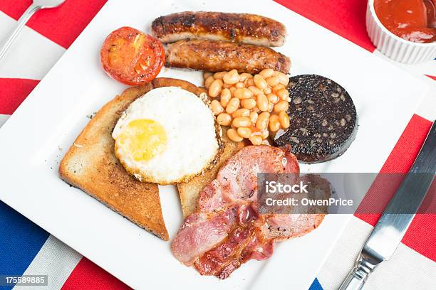 Traditional English British Fried Breakfast Stock Photo - Download Image Now - English Breakfast, Tradition, Bacon