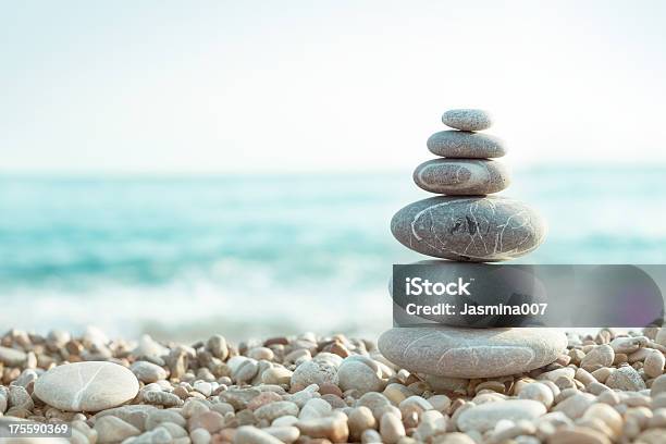 Pebble On Beach Stock Photo - Download Image Now - Wellbeing, Stone - Object, Zen-like