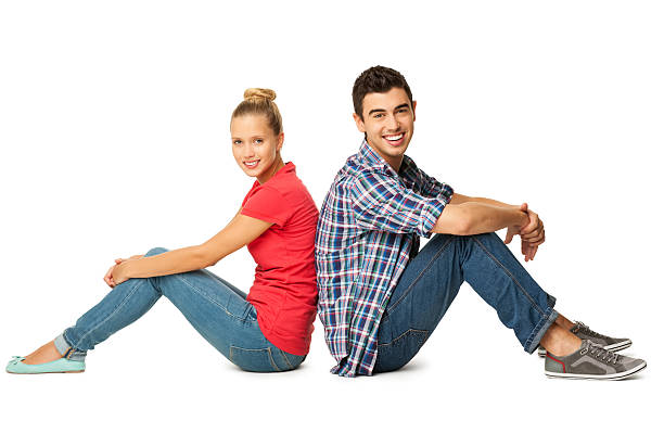 istock Young Couple Sitting Together - Isolated 175590452