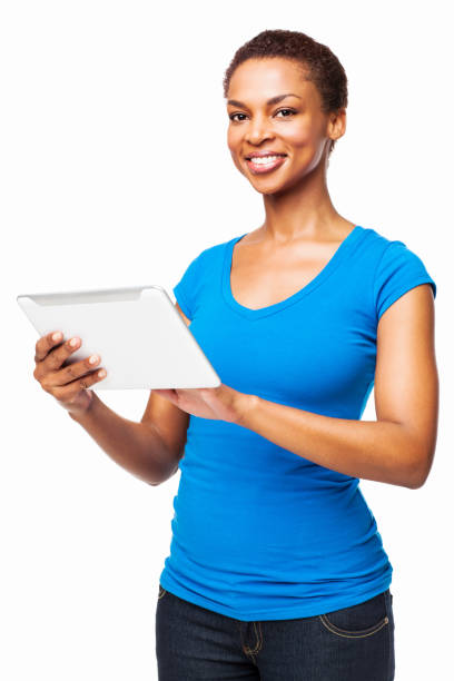 istock African American Woman Using a Digital Tablet - Isolated 175590455