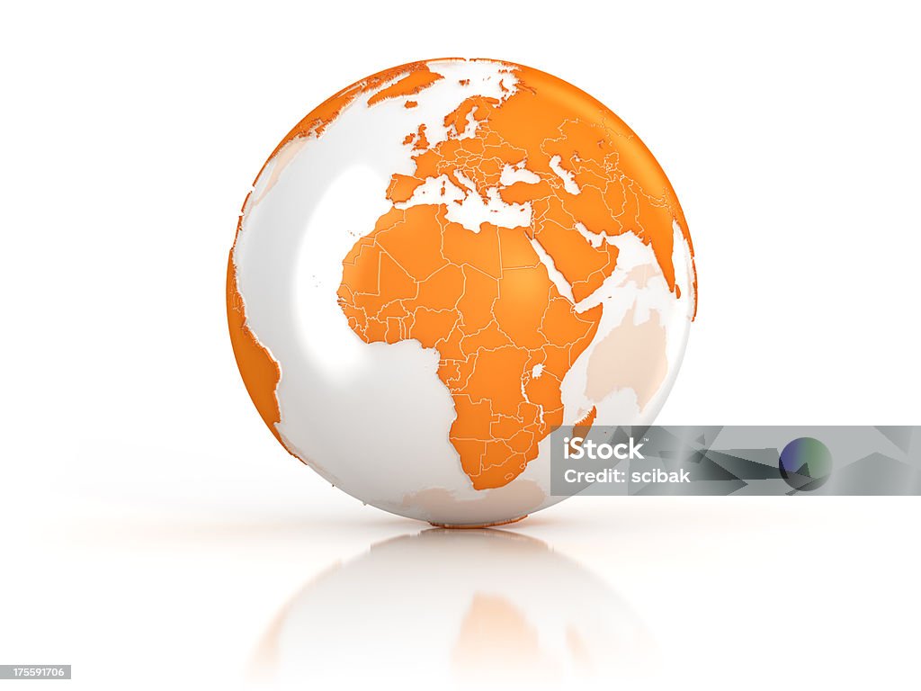 Оранжевый земли глобус на белой поверхности - Стоковые фото Глобус роялти-фри