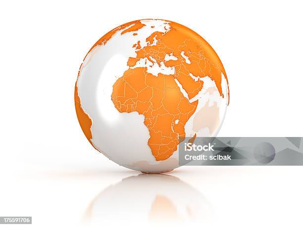 Оранжевый Земли Глобус На Белой Поверхности — стоковые фотографии и другие картинки Глобус - Глобус, Оранжевый, Планета