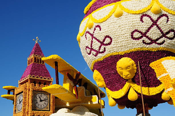 flotador de flores, jersey. - carroza de festival fotografías e imágenes de stock