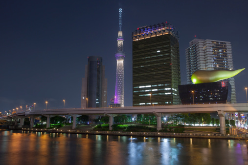 Tokyo Skyline at Sumida river with Tokyo Skytree.