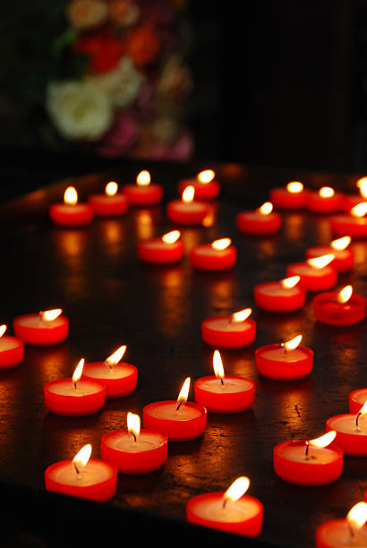 istock Red Votive Candle in side a Church 175592350
